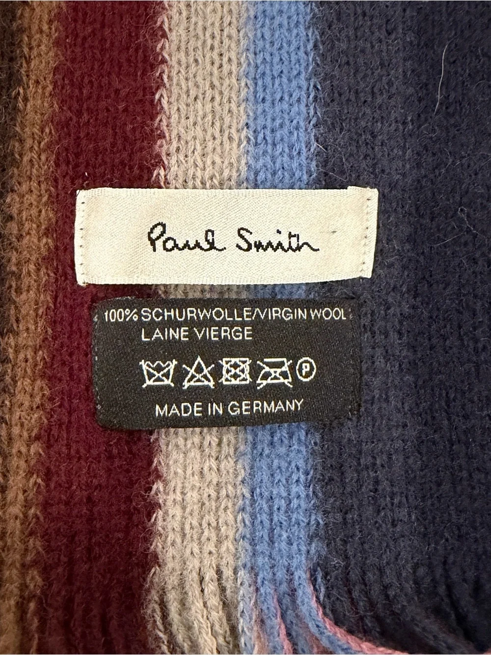 Paul Smith Signature Multi-Stripe Wool Scarf Made In Germany